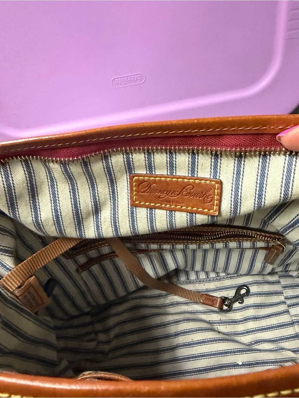 Dooney & Bourke Black Nylon Shoulder Bag with Brown Trim